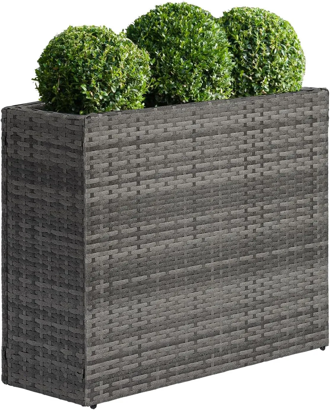 Tall Rectangular Planter with Removable Liner, All-Weather PE Rattan Large Modern Planters Indoor Outdoor Flower Plant Pots Garden Box Patio Yard Front Porch Deck