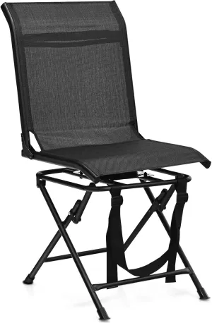 Tangkula 360-degree Swivel Blind Chair, Foldable Free Rotation Hunting Chair w/Mesh Back & Non-Slipping Pads, Multi-Position Folding Stealth Spin Chair for Camping, Hunting, Fishing