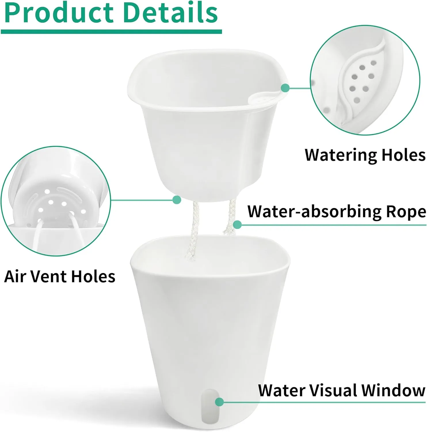 TCBWFY 4 Inch Self Watering Pots for Indoor Plants,8 Sets Self Watering Planter Pots with Visual Water Level Window and Multiple Vents,Self Watering Plant Pot for All House Plants,Flowers,Herbs