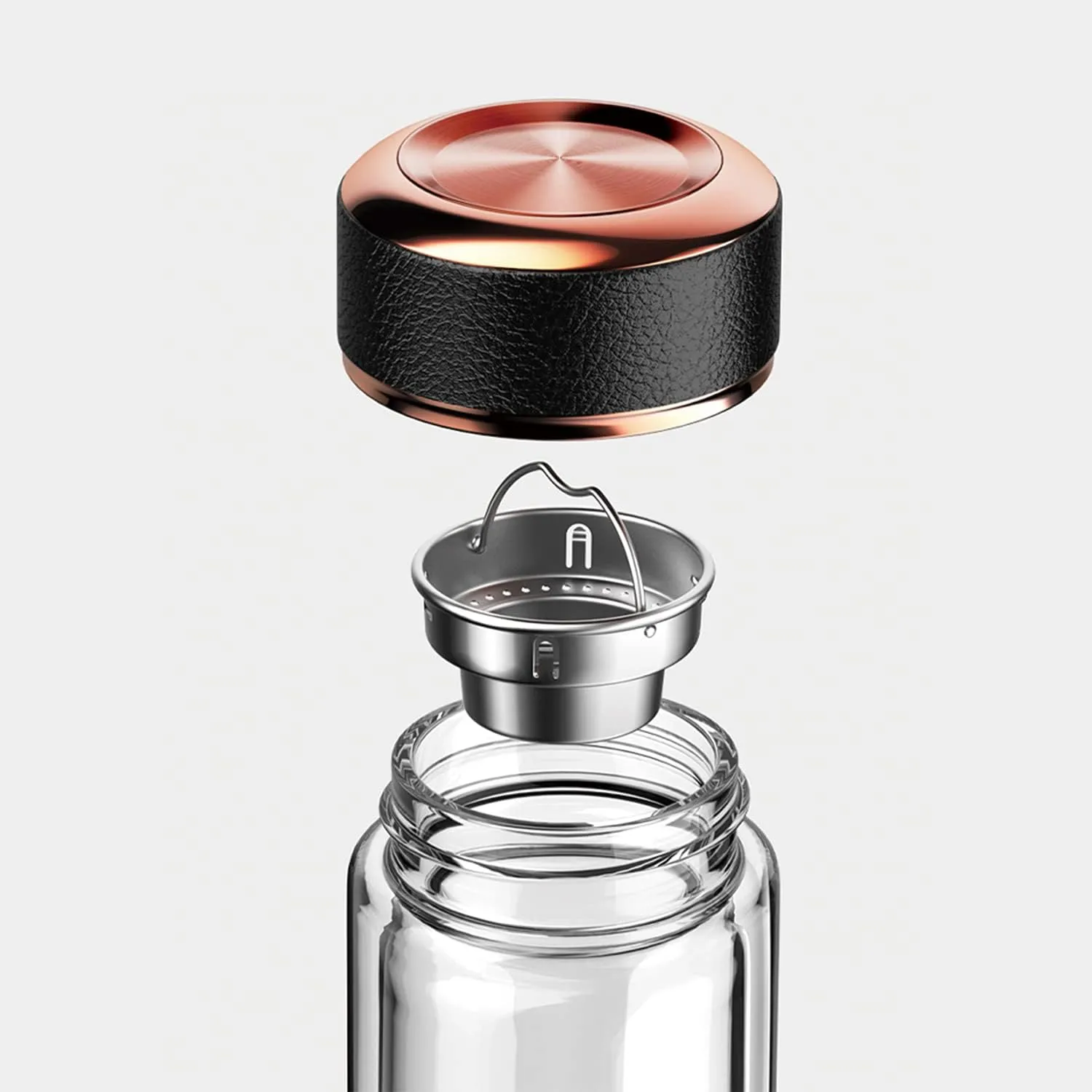 Tea Tumbler with Infuser - BPA Free Double Wall Glass Travel Tea Mug With Stainless Steel Filter - Leakproof Tea Bottle with Strainer for Loose Leaf Tea and Fruit Water 17 oz Rose
