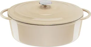 Tefal E25906 LOV Oval Roasting Dish 34 cm | Recovered Cast Iron | Optimal Heat Retention | Suitable for All Hobs | Suitable for Induction Cookers | Oven Safe up to 250 °C | Dishwasher Safe | Beige