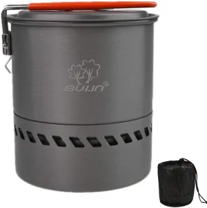 Tentock Outdoor Portable Heat Collecting Exchanger - 1L/1.5L/2.1L Camping Backpacking Hard Aluminum Pot with Folding Handle - Rapid Boil Billy Can with Compact Storage Mesh Pouch