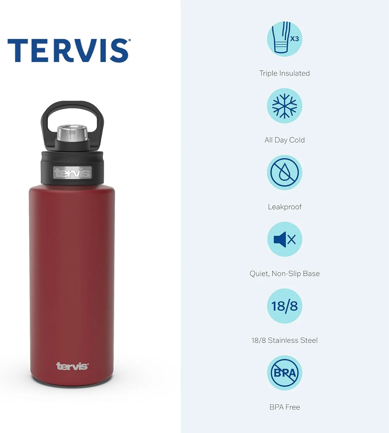 Tervis NFL Arizona Cardinals - Black Leather Triple Walled Insulated Tumbler Travel Cup Keeps Drinks Cold, 32oz Wide Mouth Bottle, Stainless Steel