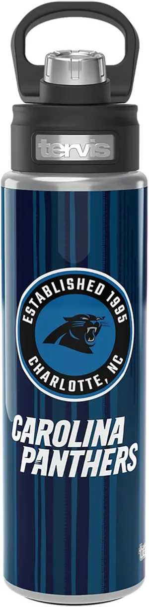 Tervis NFL Carolina Panthers - All In Triple Walled Insulated Tumbler Travel Cup Keeps Drinks Cold, 24oz Wide Mouth Bottle, Stainless Steel