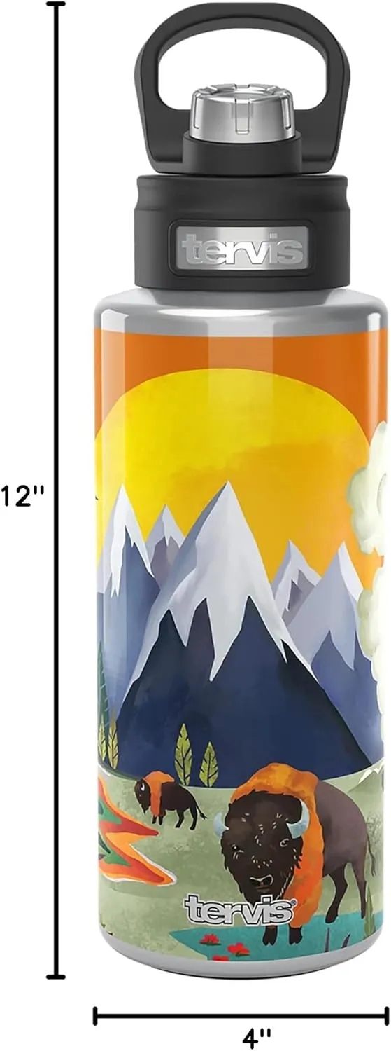 Tervis The Whiskey Ginger Yellowstone Triple Walled Insulated Tumbler Travel Cup Keeps Drinks Cold, 32oz Wide Mouth Bottle, Stainless Steel