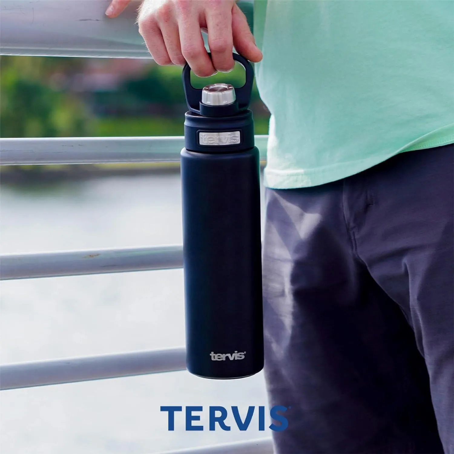 Tervis Topographic Radar Triple Walled Insulated Tumbler Travel Cup Keeps Drinks Cold, 24oz Wide Mouth Bottle, Stainless Steel
