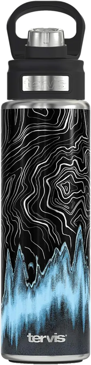 Tervis Topographic Radar Triple Walled Insulated Tumbler Travel Cup Keeps Drinks Cold, 24oz Wide Mouth Bottle, Stainless Steel
