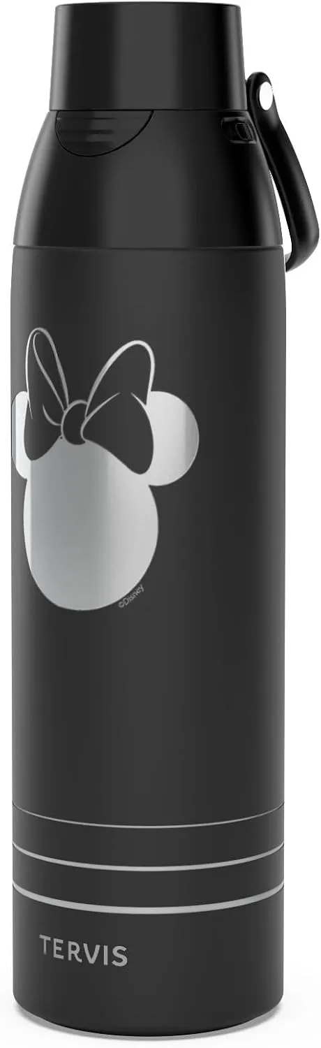 Tervis Venture Water Bottle Disney - Minnie Mouse Engraved Sillhouette Triple Walled Insulated Tumbler Travel Cup Keeps Drinks Cold & Hot, 26oz, Stainless Steel