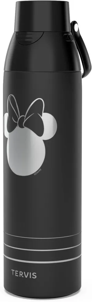 Tervis Venture Water Bottle Disney - Minnie Mouse Engraved Sillhouette Triple Walled Insulated Tumbler Travel Cup Keeps Drinks Cold & Hot, 26oz, Stainless Steel