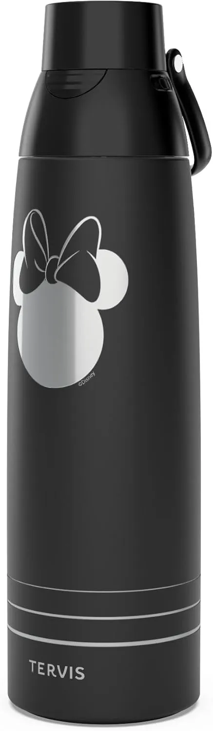 Tervis Venture Water Bottle Disney - Minnie Mouse Engraved Sillhouette Triple Walled Insulated Tumbler Travel Cup Keeps Drinks Cold & Hot, 36oz, Stainless Steel