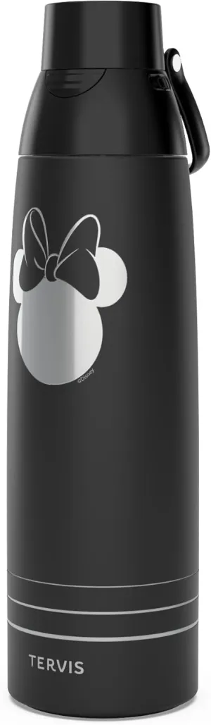Tervis Venture Water Bottle Disney - Minnie Mouse Engraved Sillhouette Triple Walled Insulated Tumbler Travel Cup Keeps Drinks Cold & Hot, 36oz, Stainless Steel