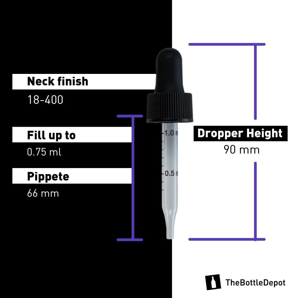 The Bottle Depot - Eye Dropper Bottle 0.5 oz - 24 Pack (15 ml Black Frosted Glass Dropper Bottles with Black Glass Pipette) Empty Tincture Bottles with Droppers - 18-400 Neck Finish