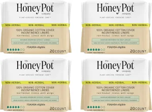 The Honey Pot Company - Incontinence Pads for Women - 80ct - Non-Herbal Panty Liners - Bladder Leak Control - Organic Cotton Cover & Ultra-Absorbent Pulp Core - FSA & HSA Eligbible