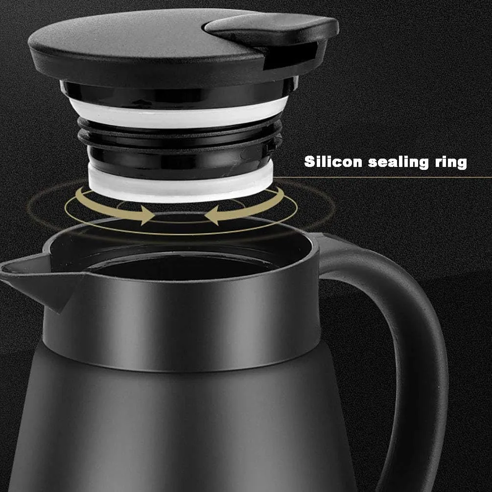 Thermal Coffee Carafe Tea Pot 20 Oz Stainless Steel Insulation Pot Double Wall Vacuum Insulated Coffee Water & Beverage Dispenser (Black)