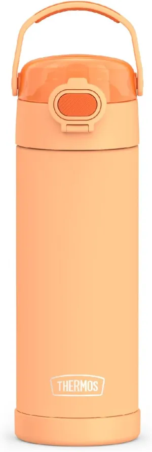 THERMOS FUNTAINER 16 Ounce Stainless Steel Vacuum Insulated Bottle with Wide Spout Lid, Orange