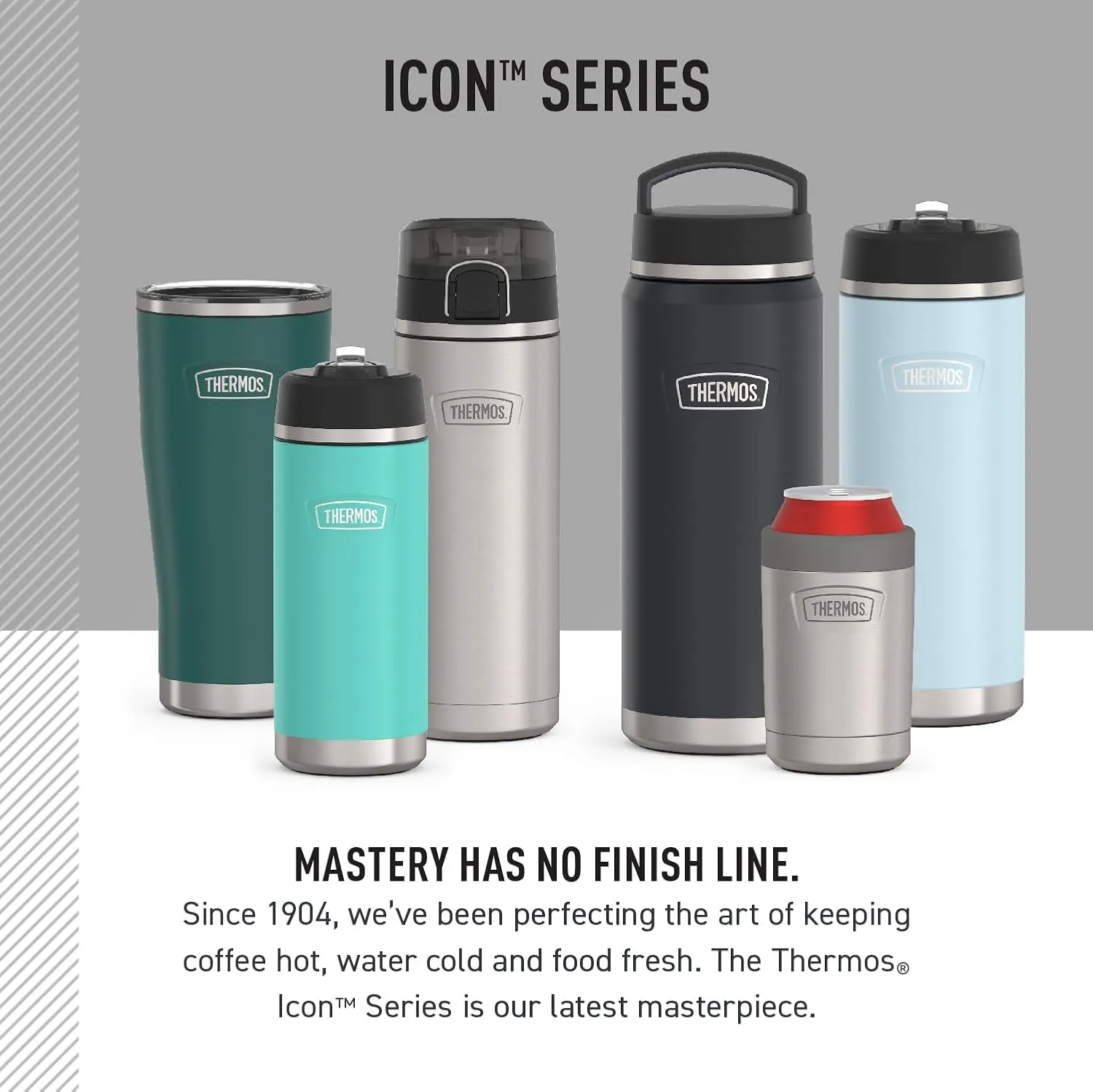 THERMOS ICON SERIES Stainless Steel Water Bottle with Screw Top Lid - 32 Ounce, Granite - Insulated Water Bottle with Lid