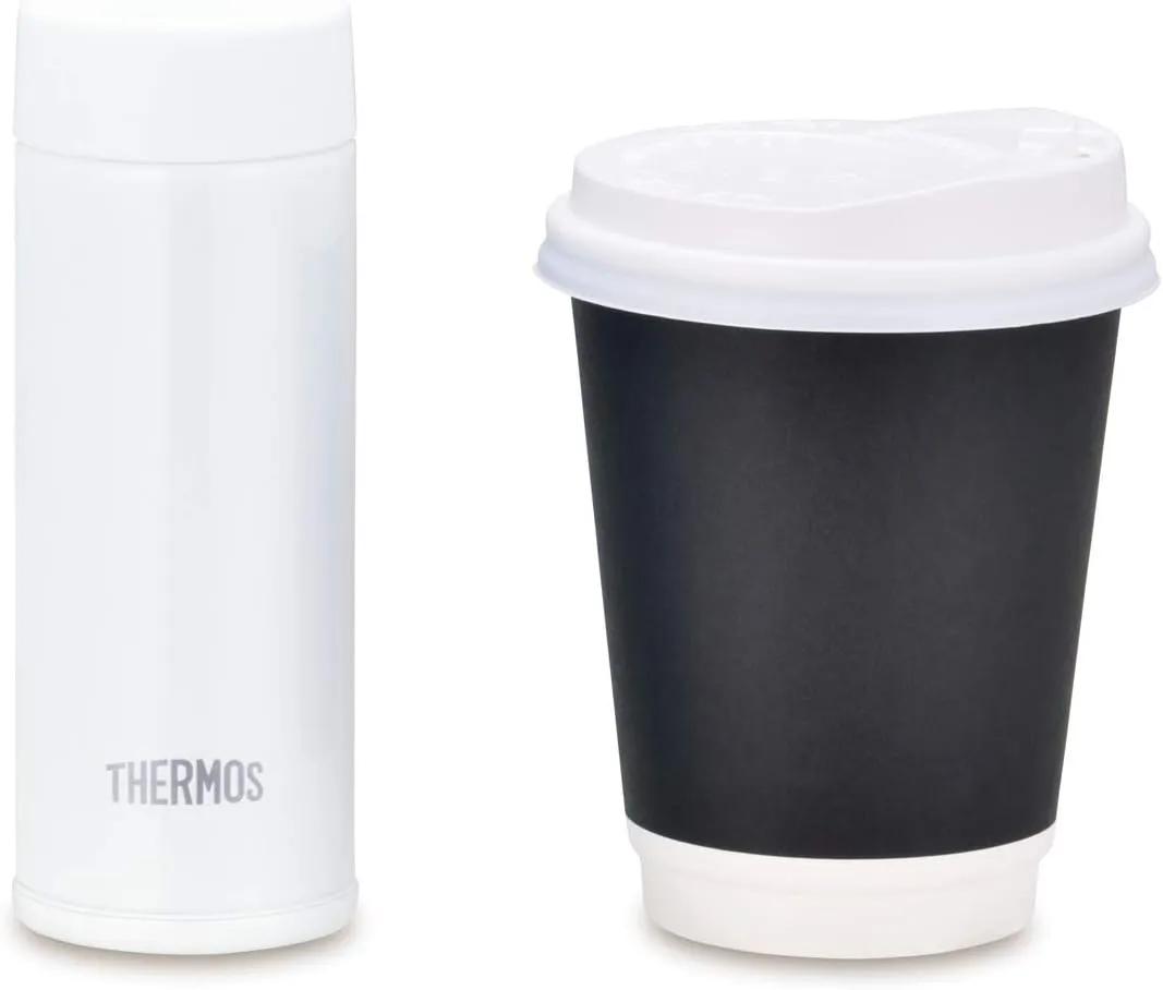 Thermos Water Bottle, Vacuum Insulated Pocket Mug, 4.2 fl oz (120 ml), White JOJ-120 WH (Small Capacity Model)