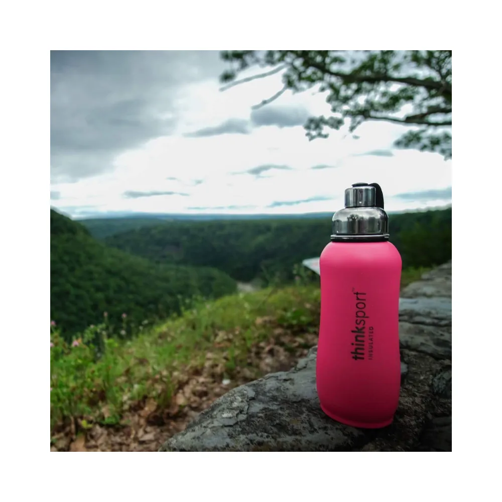 Thinksport Insulated Sports Bottle - 25oz (750ml) - Powder Coated - Hot Pink