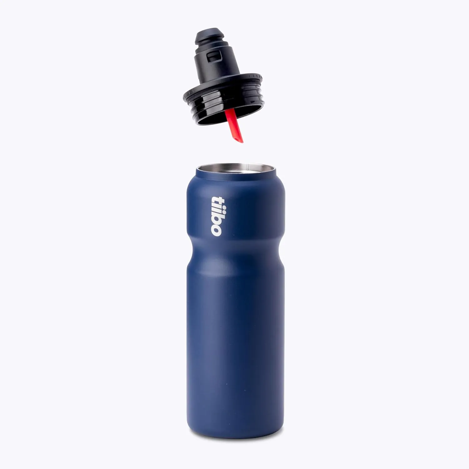 tiibo Vacuum Insulated Stainless Steel Bike Water Bottle, Double Wall, No-Squeeze, Fast Flow Sport Nozzle, Designed for Cycling, Biking, Fitness & Sports, Fits Most Bike Cages (Blue, 17OZ)