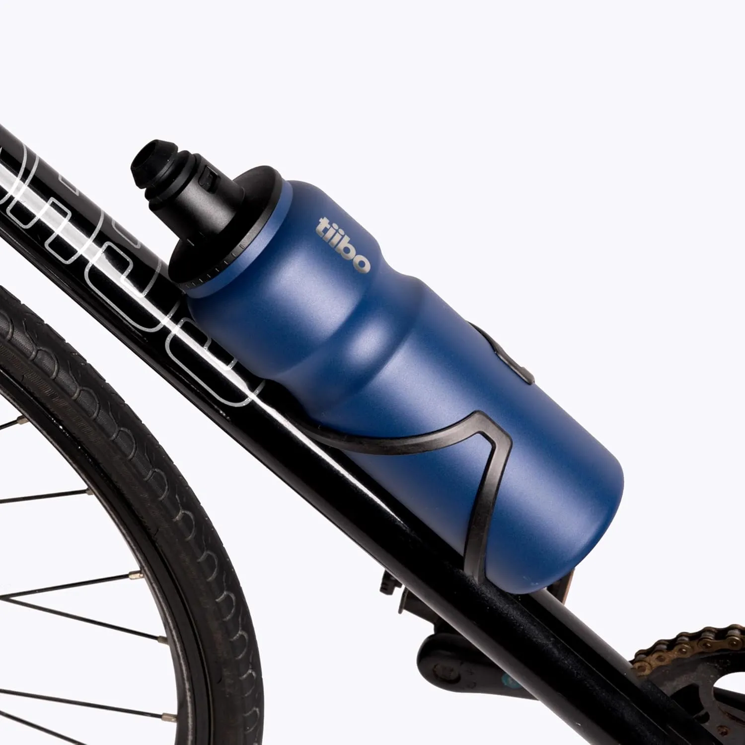 tiibo Vacuum Insulated Stainless Steel Bike Water Bottle, Double Wall, No-Squeeze, Fast Flow Sport Nozzle, Designed for Cycling, Biking, Fitness & Sports, Fits Most Bike Cages (Blue, 17OZ)