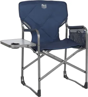 TIMBER RIDGE Directors Chair Foldable with Side Table, Hot and Cold Outdoor Folding Chairs with Cup Holder and Storage Pouch, Ideal for Camping Lawn Patio Indoor, Heavy Duty Supports 300lbs, Blue