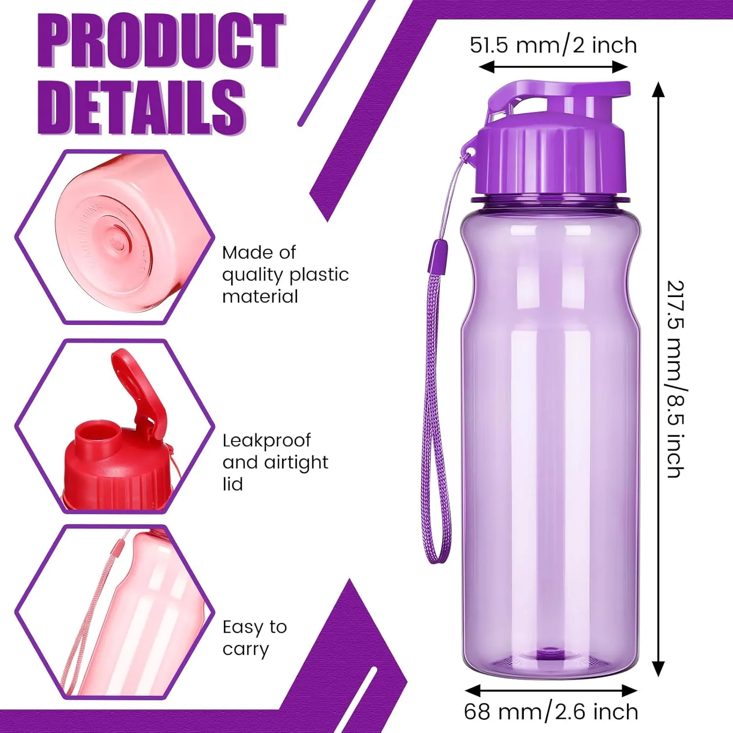 Tioncy 20 Pieces Plastic Water Bottles for Adults Bulk 17 oz Sport Drink Bottles with Handle Strap Lightweight Leakproof Drink Flip Top cups for Party Outdoor(Multicolour)