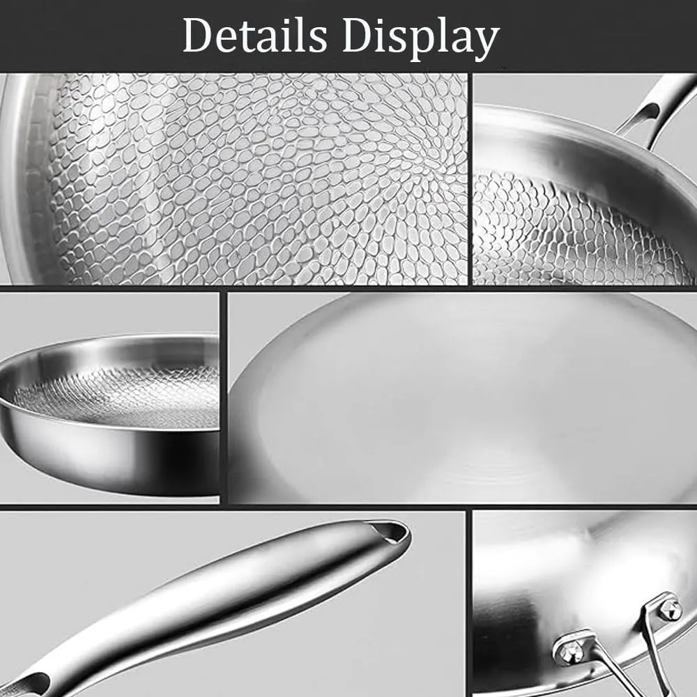 Titanium Hammered Pan Pro With Lid, Taimas Titanium Pan, Scratch-Resistant Non Stick Titaniums Nutri Pans, 2025 Ultra-Durable Nonstick Frying Pans (Without lid 10.23in)