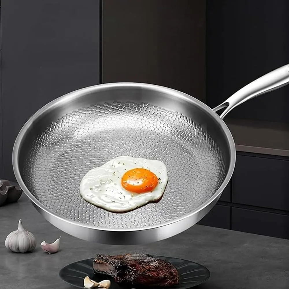 Titanium Hammered Pan Pro With Lid, Taimas Titanium Pan, Scratch-Resistant Non Stick Titaniums Nutri Pans, 2025 Ultra-Durable Nonstick Frying Pans (Without lid 10.23in)