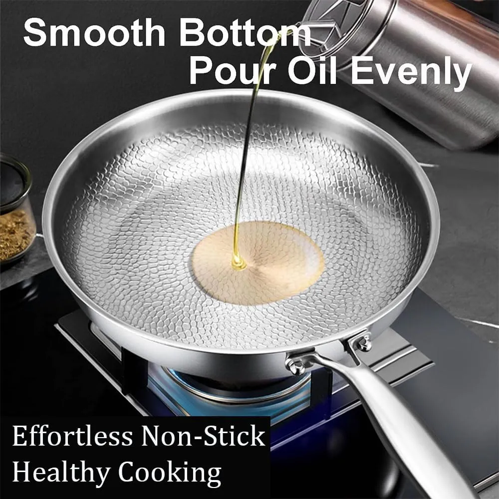 Titanium Hammered Pan Pro With Lid, Taimas Titanium Pan, Scratch-Resistant Non Stick Titaniums Nutri Pans, 2025 Ultra-Durable Nonstick Frying Pans (Without lid 10.23in)