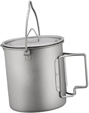 Titanium Pot Titanium Cup Travel Mug Drinking Cups Portable Hanging Pot 750ml for Home Office Backpacking BBQ Picnic Fishing