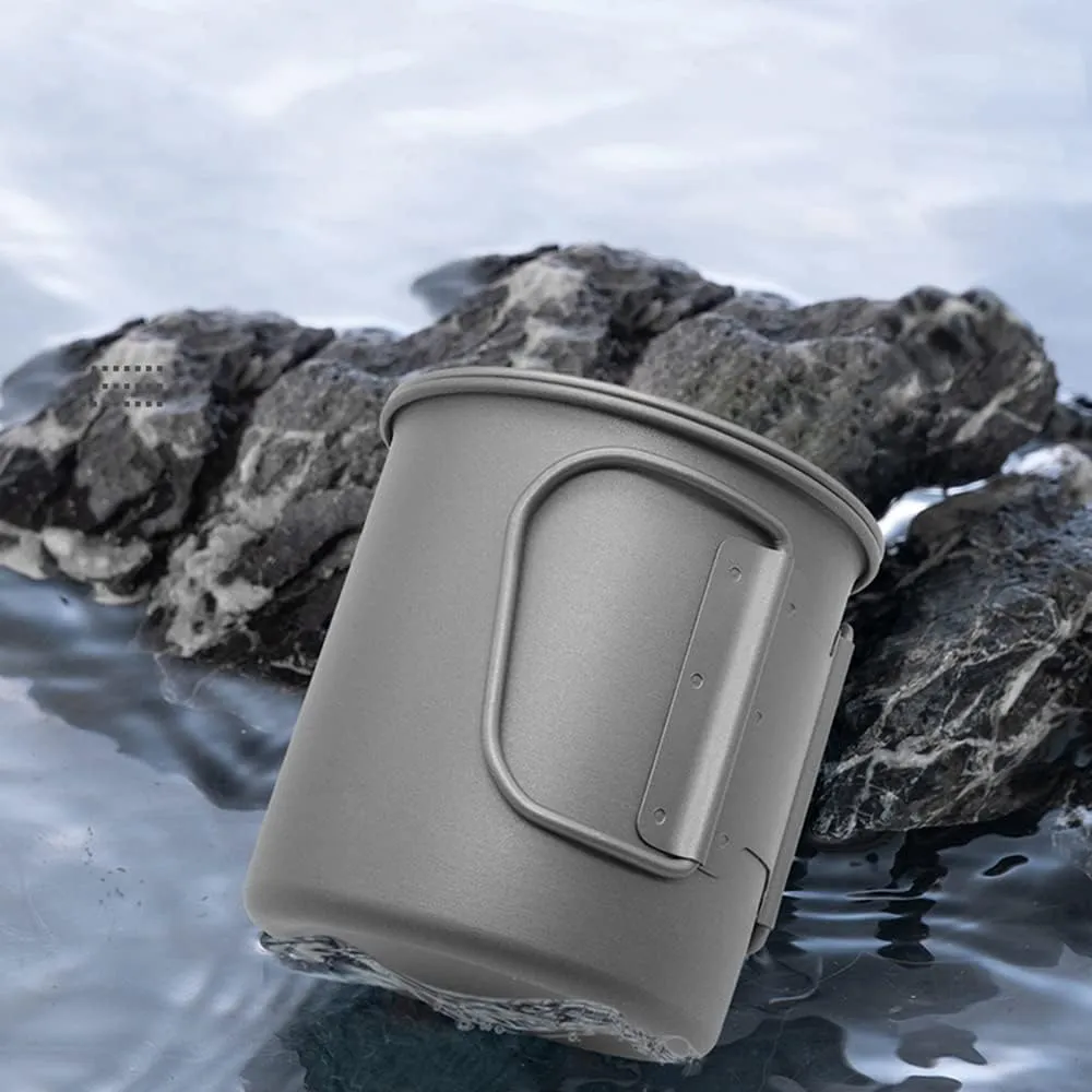 Titanium Pot,Camping Pot,Titanium Cup,Camping Cup,Outdoor Titanium Pot Cup Mug Pots Camping Cup Picnic Water Cup Mug of Coffee Tea with Lid Pot (750ml)