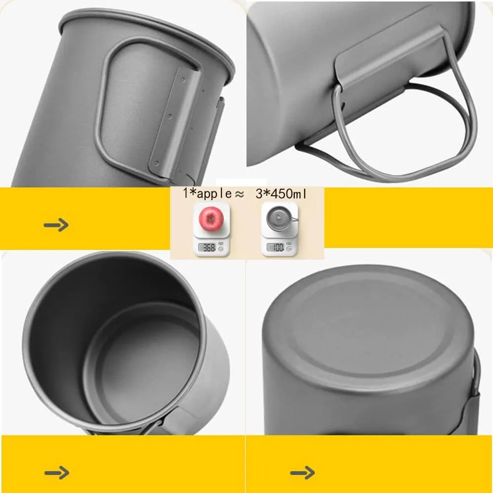 Titanium Pot,Camping Pot,Titanium Cup,Camping Cup,Outdoor Titanium Pot Cup Mug Pots Camping Cup Picnic Water Cup Mug of Coffee Tea with Lid Pot (750ml)