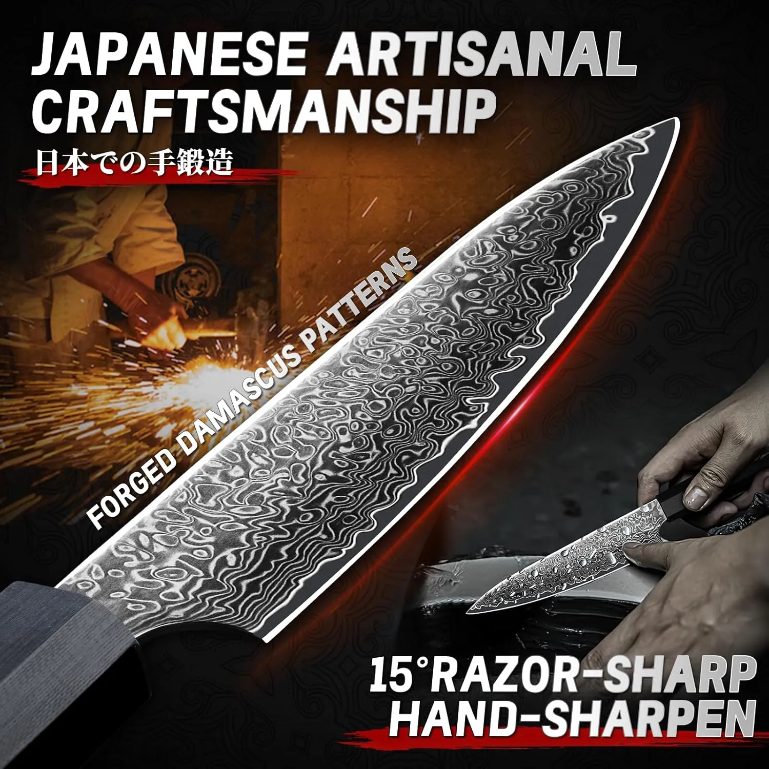 TIVOLI Damascus Utility Knife - VG10 High Carbon Steel, 67-Layer Forged Blade, Razor-Sharp Edge, Carbon Fiber Handle, Perfect for Peeling, Slicing & Trimming - Precision Balance & Gift Box Included