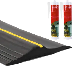 ToLanbbt 16.5Ft/5M Universal Garage Threshold Seal Strip with 300ml Black Sealants/Adhesives, Garage Door Bottom Weatherproof Strip Rubber DIY Weather Stripping Replacement(Black)