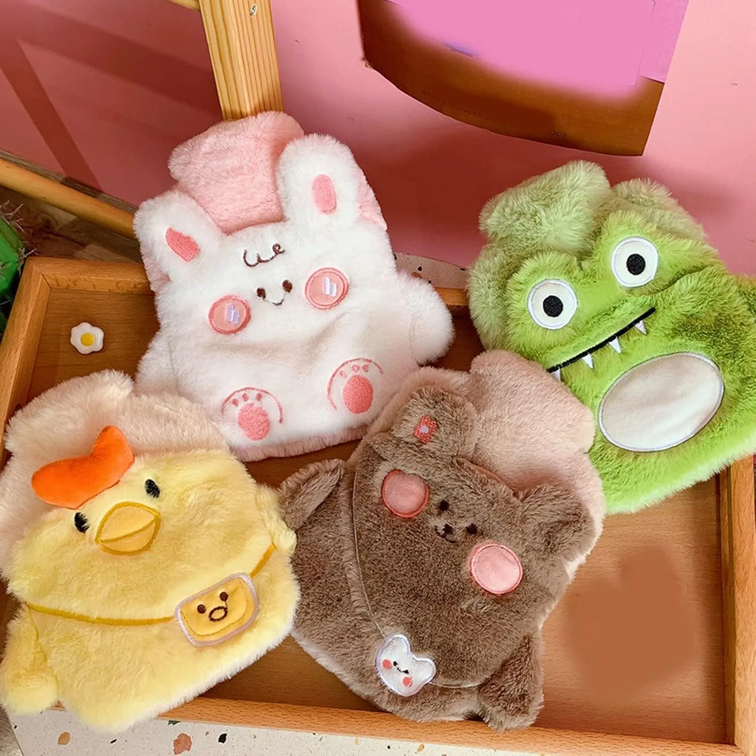 Topyond Cartoon Animal Hot Water Bag,Mini Hot Water Bottle Bag,Leakproof Explosion Proof Portable Hot Water Bottle with Soft Cover for Kids Adults, Yellow Duckling (2# Green Crocodile)