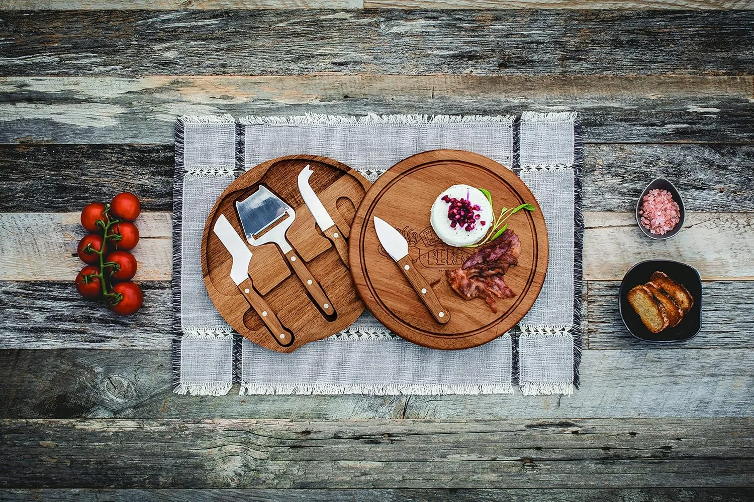 TOSCANA - a Picnic Time brand Circo Cheese Cutting Board & Tools Set, 10.2 x 10.2 x 1.6, Friends Central Perk-Acacia Wood, (855-04-512-023-17)