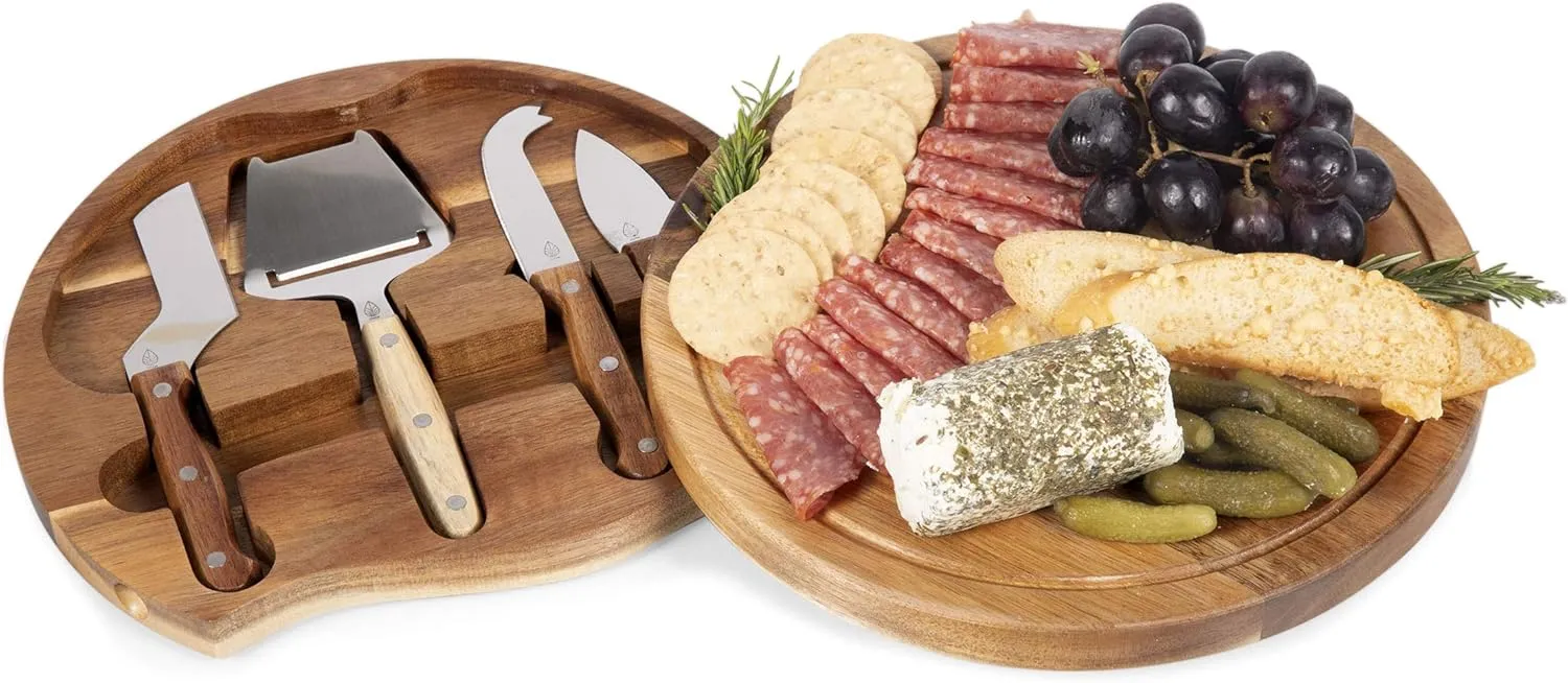 TOSCANA - a Picnic Time brand Circo Cheese Cutting Board & Tools Set, 10.2 x 10.2 x 1.6, Friends Central Perk-Acacia Wood, (855-04-512-023-17)