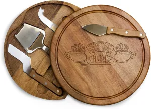TOSCANA - a Picnic Time brand Circo Cheese Cutting Board & Tools Set, 10.2 x 10.2 x 1.6, Friends Central Perk-Acacia Wood, (855-04-512-023-17)