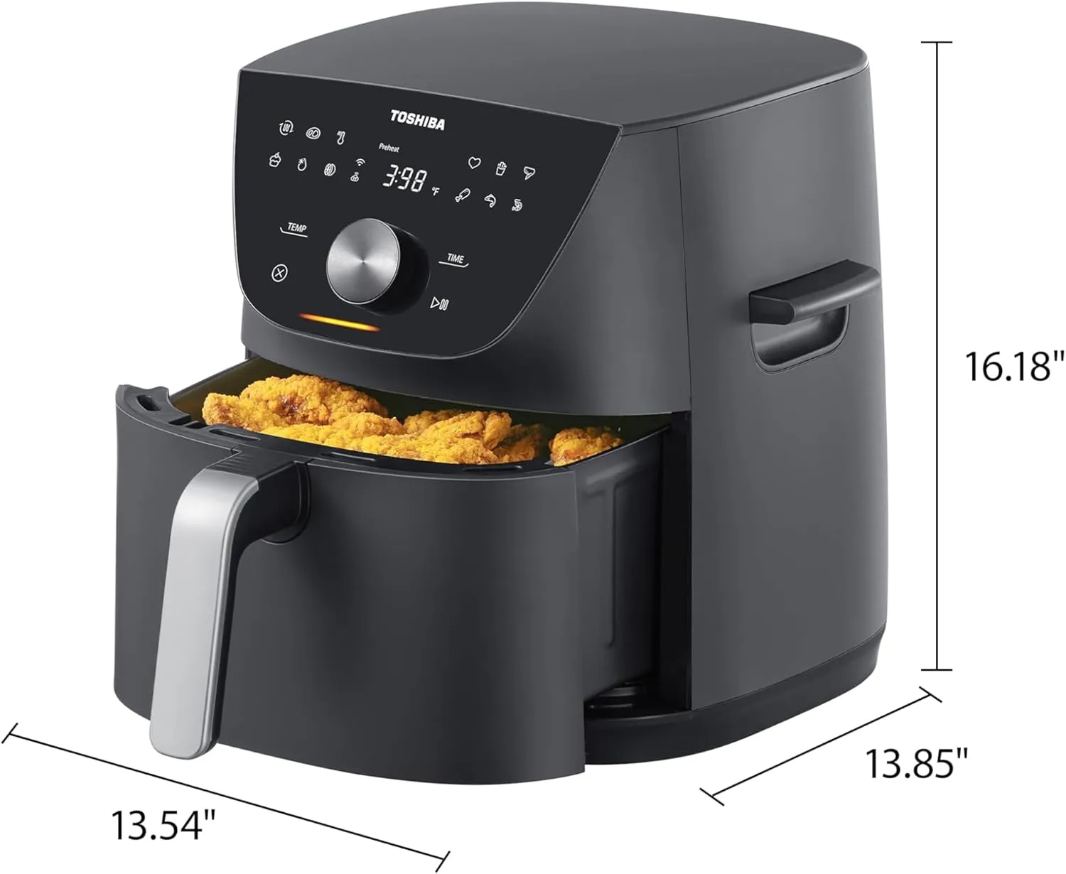 Toshiba 7.7QT Air Fryer, Family-Size for Quick and Easy Meals, 12 Preset Menus and Menu-IQ Function, 1°F Precision, 90% less fat, Double-sided Handles Easy Carrying