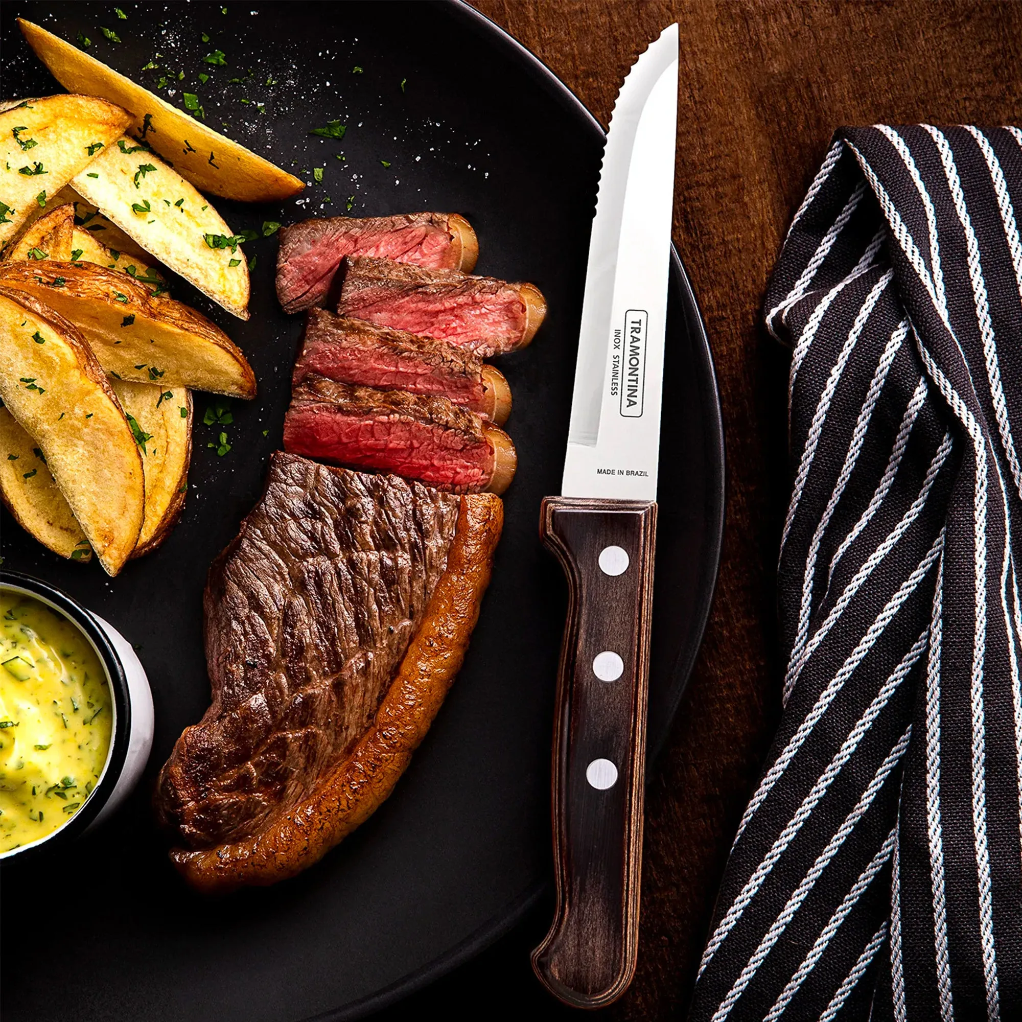 TRAMONTINA - GAUCHO STEAK KNIFE SET OF 6 - BROWN
