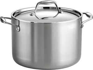 Tramontina Tri-Ply Clad Stainless Steel 8-Quart Stock Pot with Lid, Induction-Ready Pasta Pot, Dishwasher-Safe, NSF-Certified, Made in Brazil