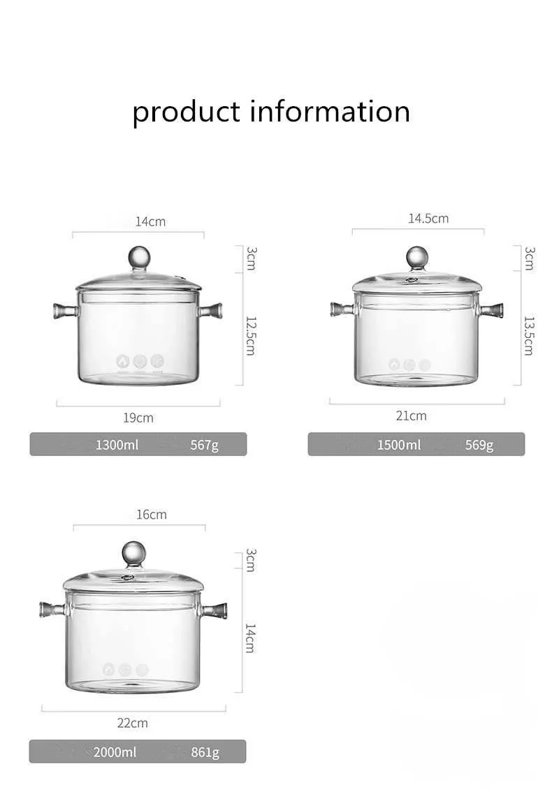 Transparent Glass Heat-Resistant Soup Pot
