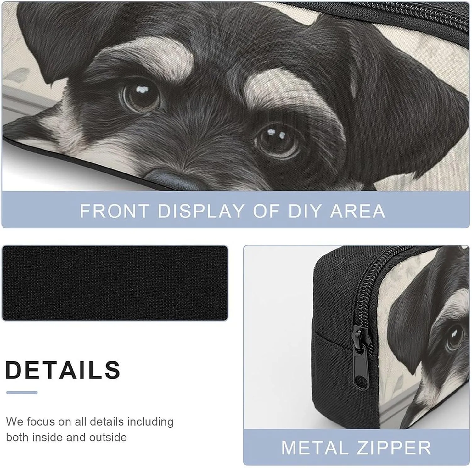 Travel Laptop Backpack Set, 3 Pieces Casual Bookbag with Lunch Bag Pencil Bag Schnauzer Cute Dog 17 inch Daypack Insulated Lunchbox Mekup Bag