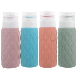 Travel Size Toiletry Bottles 4pcs Silicone Shampoo Bottles 100ml Lotion Containers Carrying Bag Leakproof Design