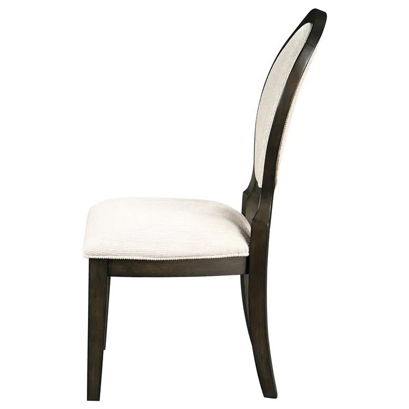 Twyla Upholstered Oval Back Dining Side Chairs Cream and Dark Cocoa (Set of 2) - 115102