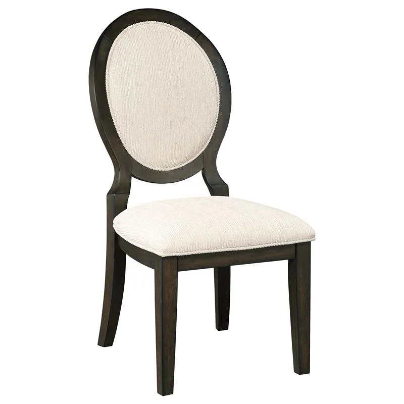 Twyla Upholstered Oval Back Dining Side Chairs Cream and Dark Cocoa (Set of 2) - 115102