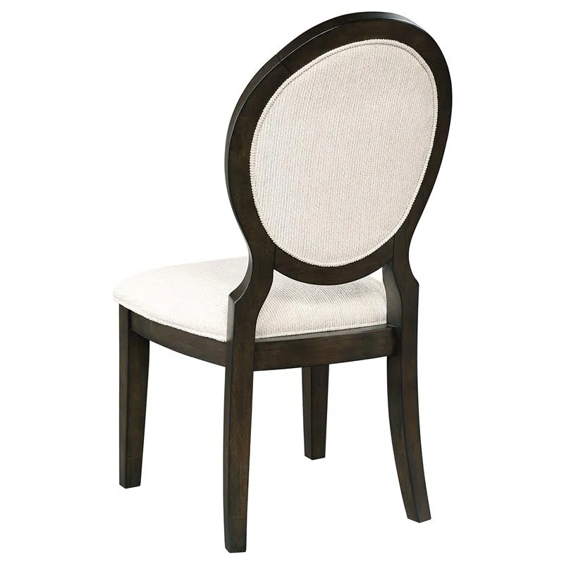 Twyla Upholstered Oval Back Dining Side Chairs Cream and Dark Cocoa (Set of 2) - 115102