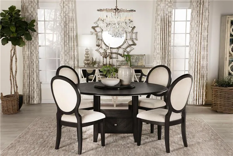 Twyla Upholstered Oval Back Dining Side Chairs Cream and Dark Cocoa (Set of 2) - 115102