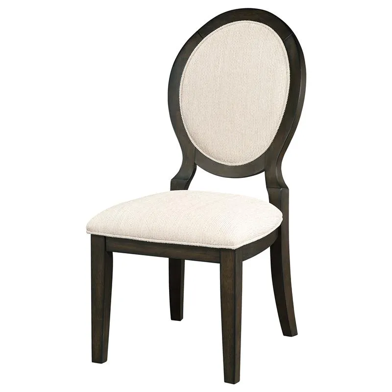 Twyla Upholstered Oval Back Dining Side Chairs Cream and Dark Cocoa (Set of 2) - 115102