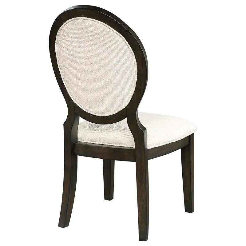Twyla Upholstered Oval Back Dining Side Chairs Cream and Dark Cocoa (Set of 2) - 115102